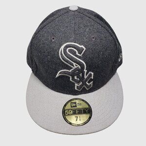 New Era 59FIFTY Chicago White Sox Fitted Hat Charcoal Wool  Size 7 3/8 MLB Offic